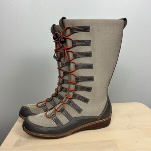 AETREX Waterproof Rain Boots Neoprene Women's 6 Bungee Cord Tan Outdoors Gorp